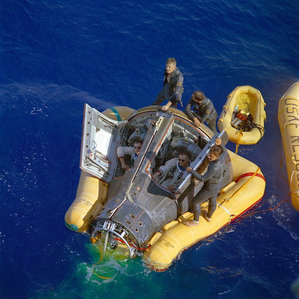 Neil Armstrong and David Scott after the successful completion of their Gemini VIII mission, 1966.jpg