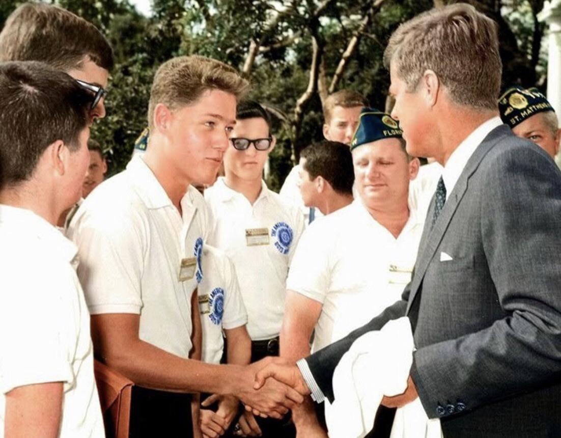 A young Bill Clinton shaking hands with JFK (July 24th, 1963).jpg