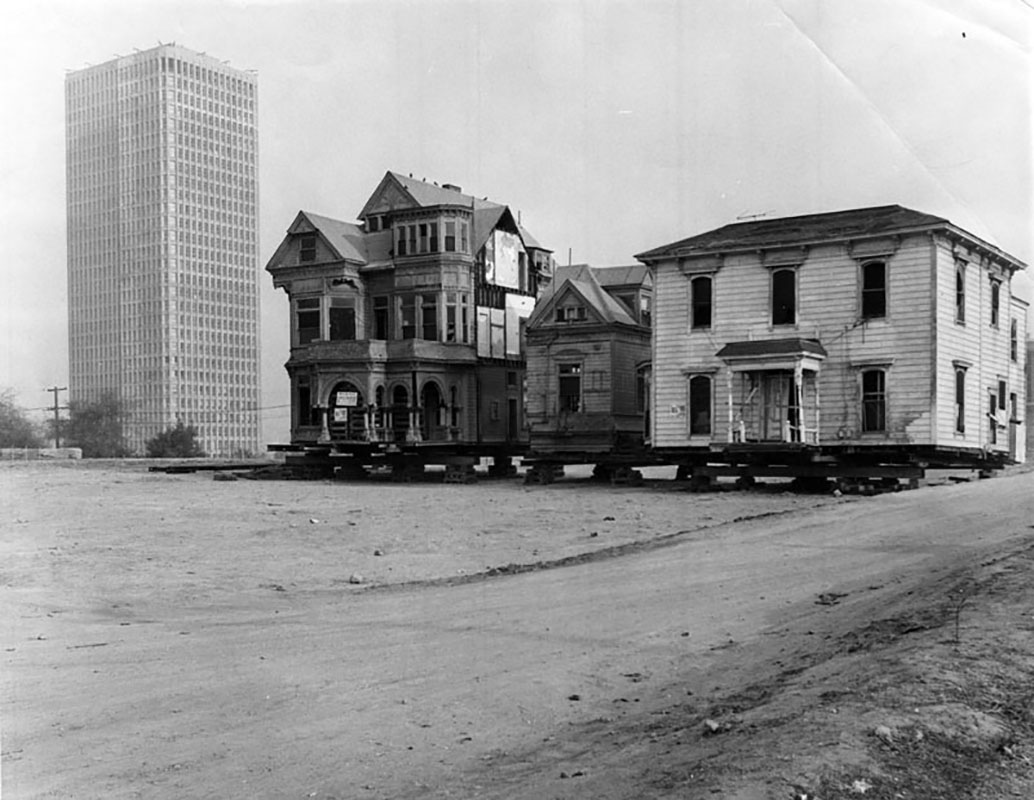 Last remnants of victorian era downtown Los Angeles stand waiting for demolition, late 1940s.jpg