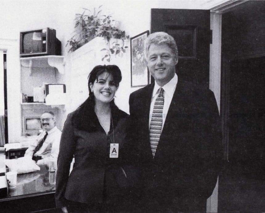 President Bill Clinton photographed with a very excited White House Intern in 1996.jpg
