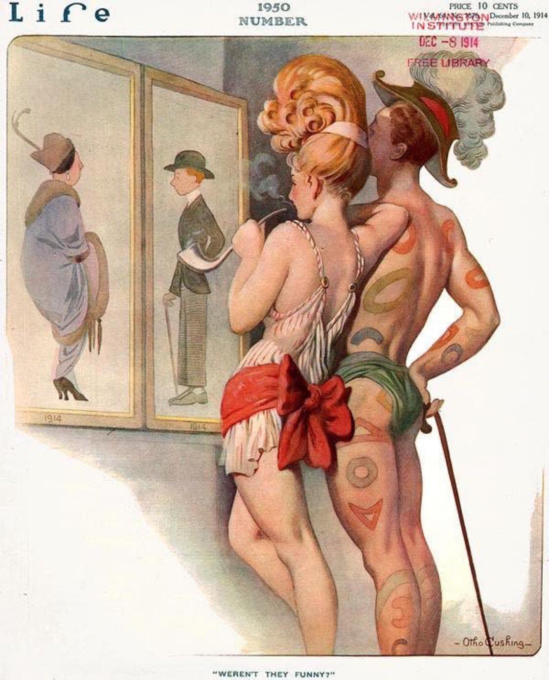the 1914 Life cover of how they imagined people in the 1950s would dress.jpg