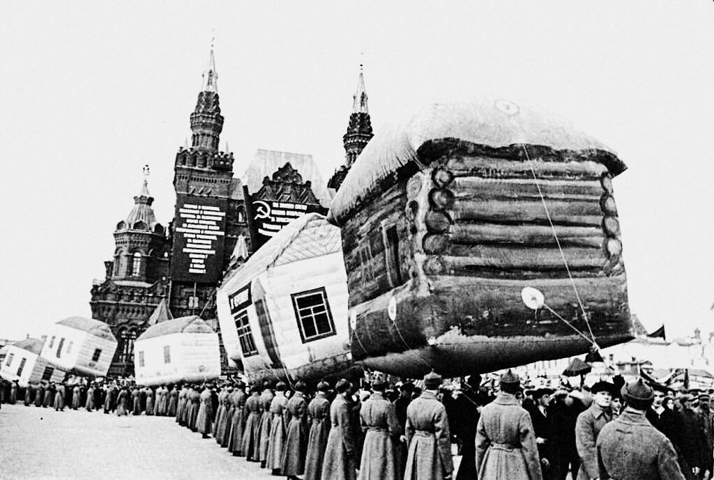 Parade of inflatable houses at Red Square, Moscow, 1931.jpg