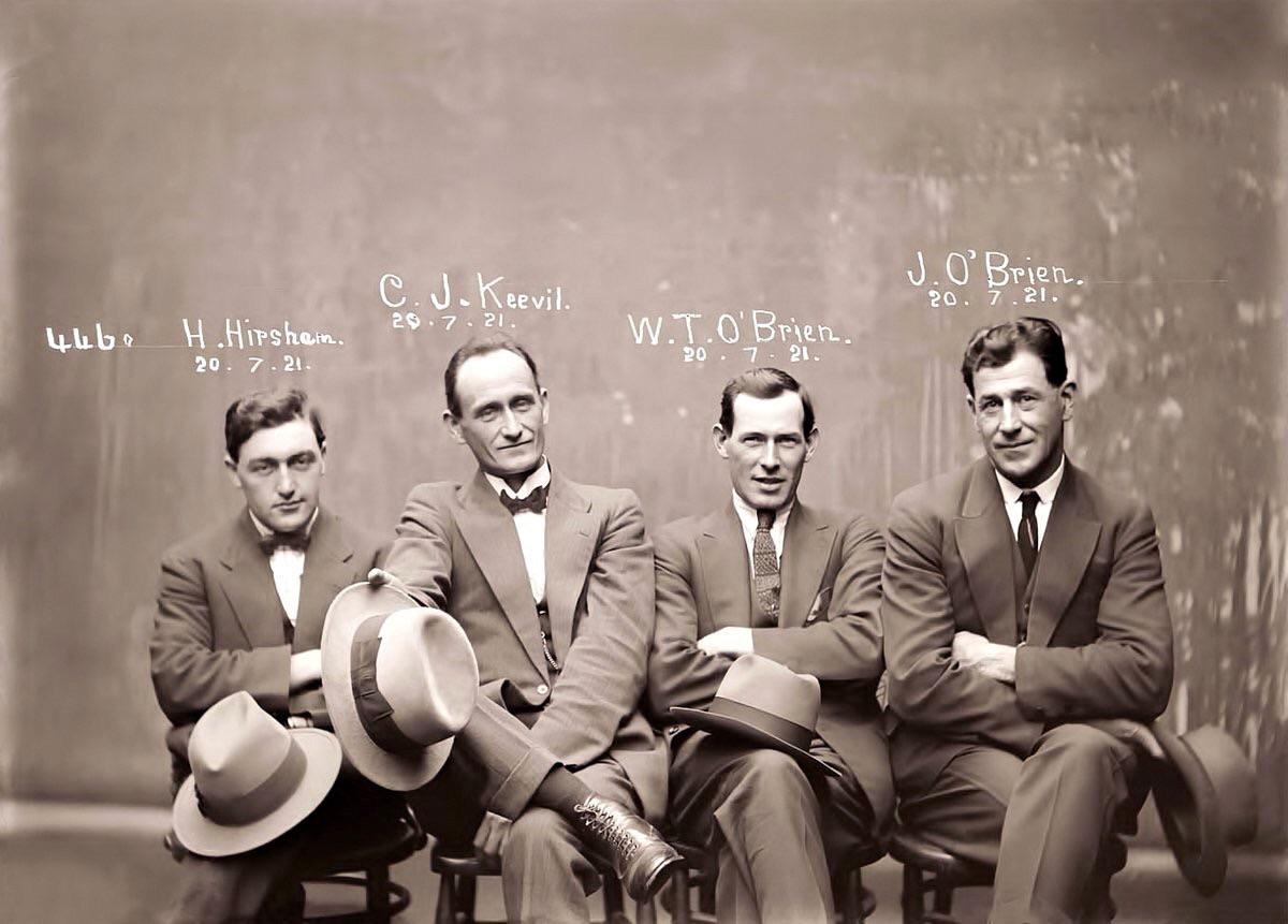 A mugshot of four en accused of Robbery by Sydney Police. Australia, 1921.jpg