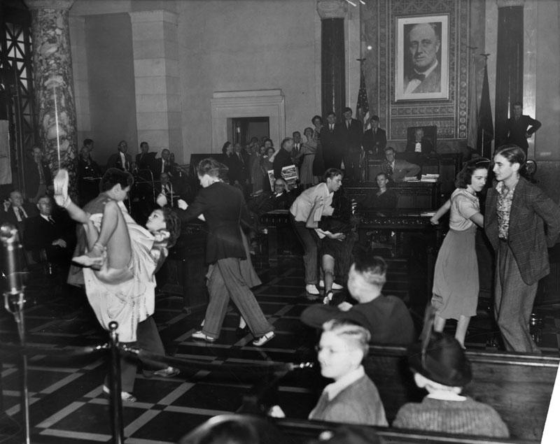 Jitterbug dancers disrupting city hall. Los Angeles, 1938.jpg