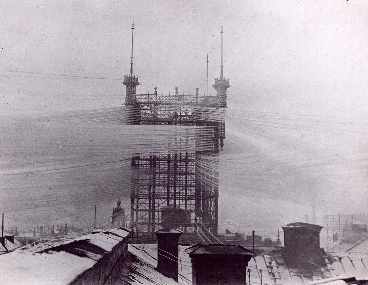 Stockholm telephone tower connecting approximately 5,500 telephone lines, ca. 1890.jpg