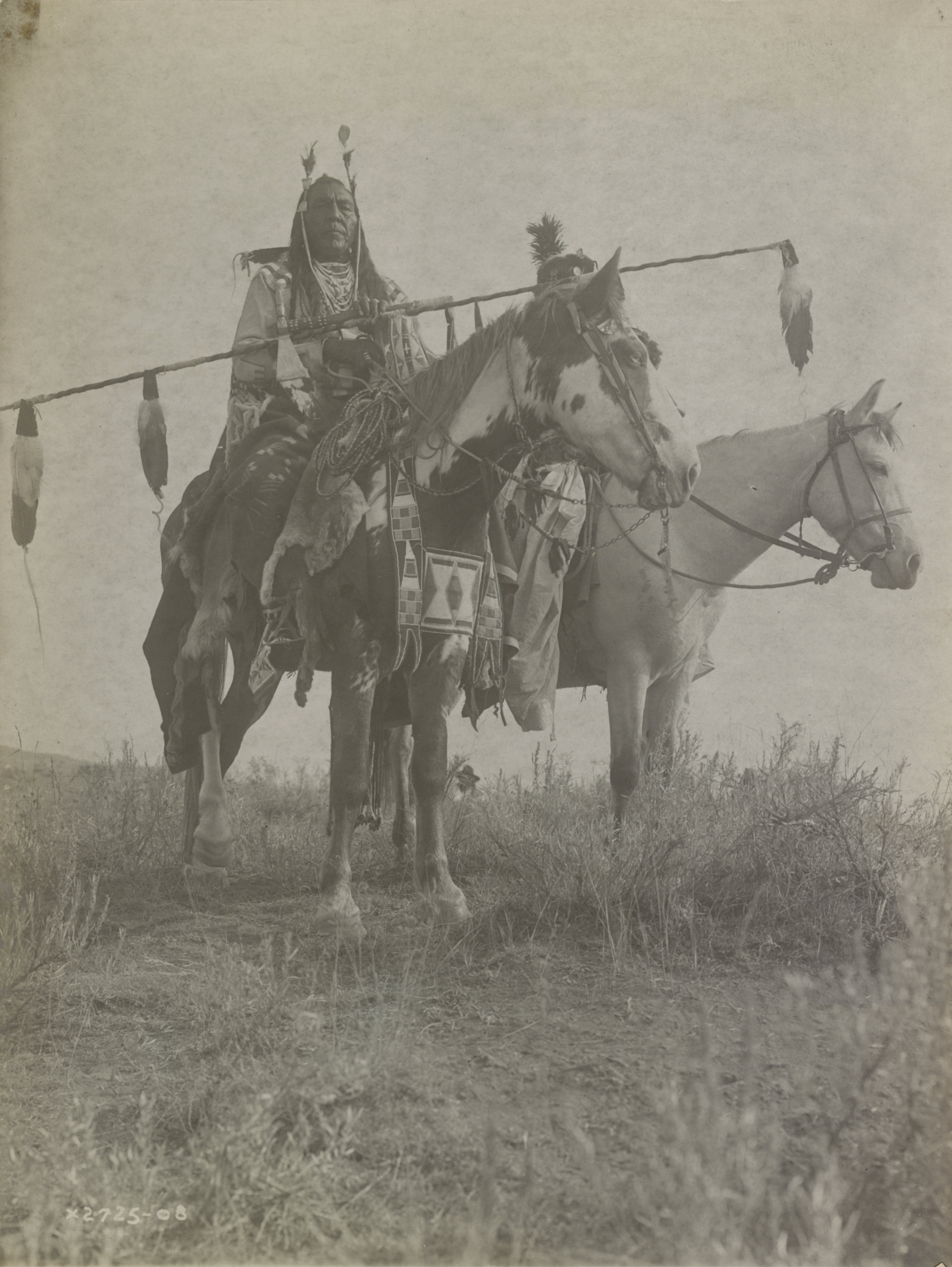 Village criers on horseback, Bird On the Ground and Forked Iron, Crow Americans from Montana, 1908.jpg