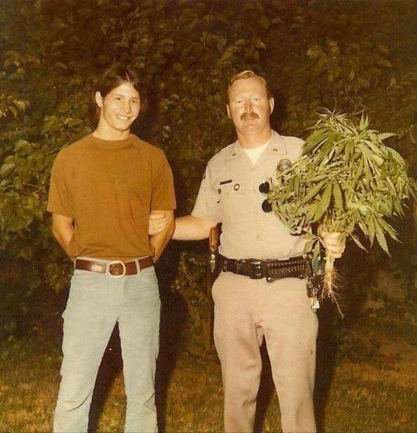 An Uncle getting caught growing weed in the backyard, 1970s.jpg