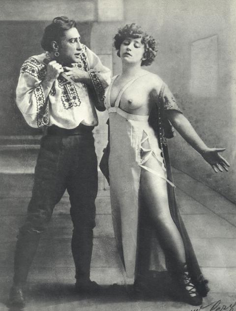 And Colette's once scandalous appearance in the pantomime La chair, 1907.jpg
