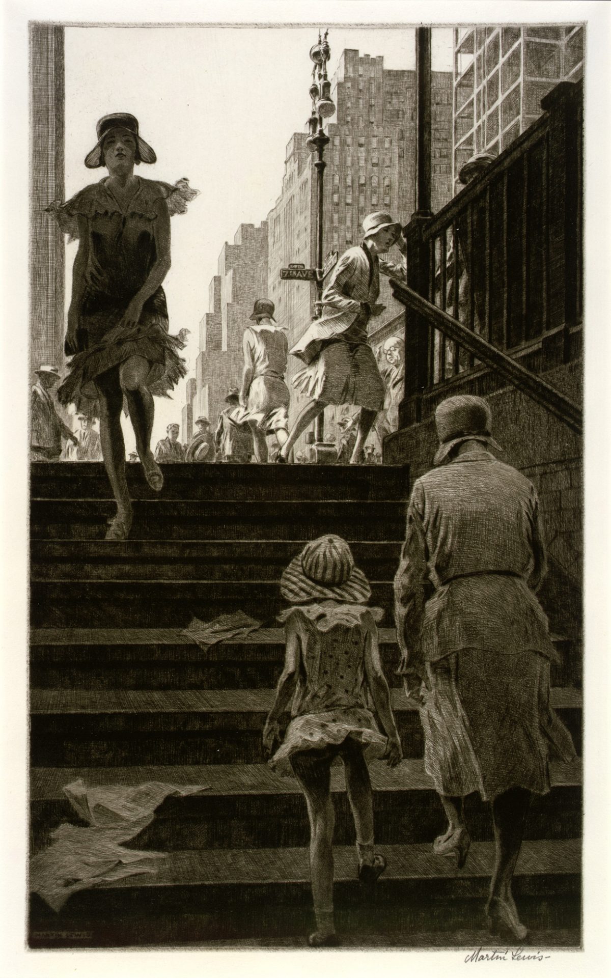 SUBWAY STEPS – Martin Lewis – 1930 – drypoint on paper.jpg