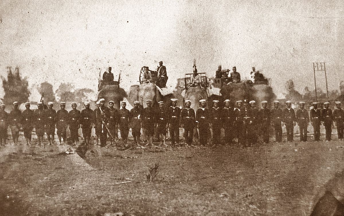 Thai (Siam) Army with machine gun mounted elephants in 1875.jpg