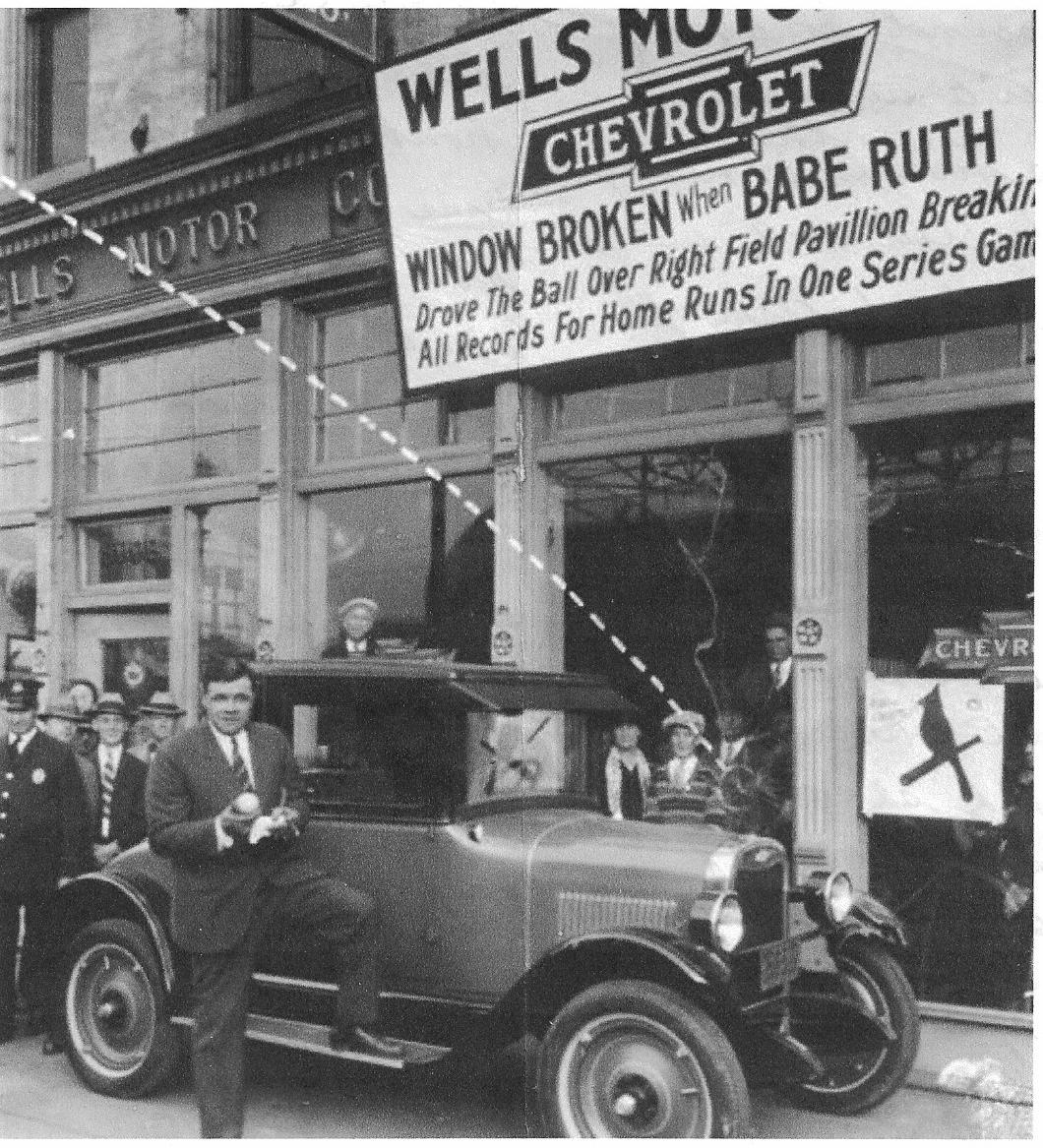 Babe Ruth's homerun ball goes over stadium and smashes glass. St. Louis 1926.jpg