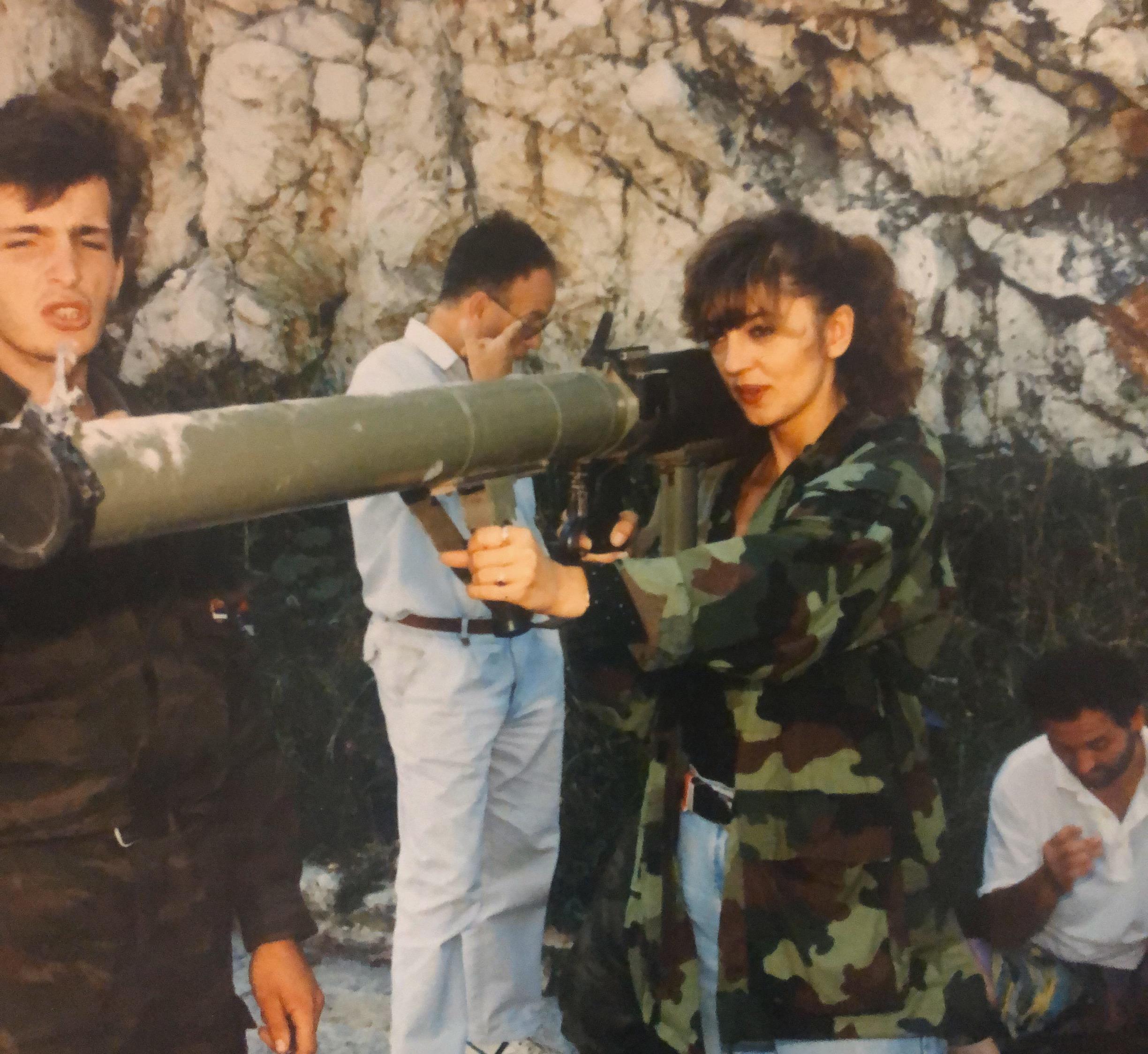 My mom casually holding a bazooka. Sarajevo, 1993.jpg