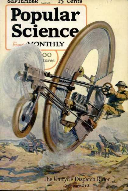 Air Propelled Unicycle Dispatch Rider, Popular Science Monthly, September 1917.jpg