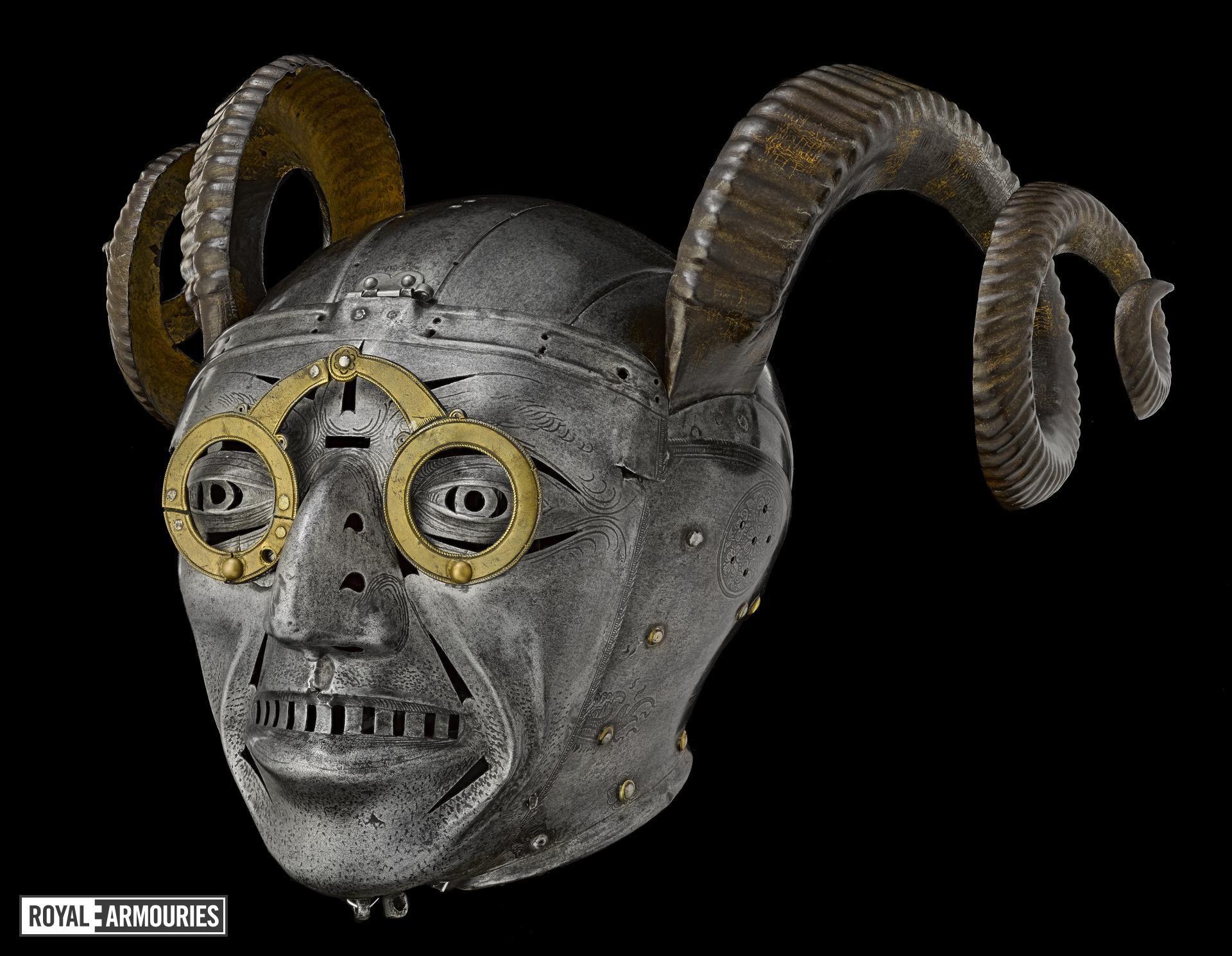 Horned helmet given to King Henry VIII by the Emperor Maximilian I in 1514.jpg