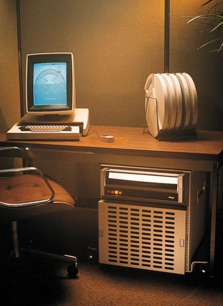 A Xerox Alto computer. Introduced in 1973, it is known for its distinctive portrait orientation monitor.jpg