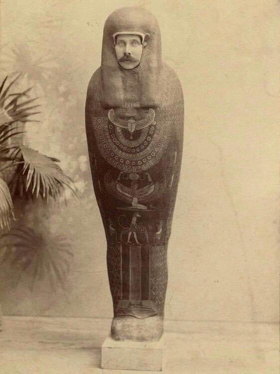 Arch Duke Ferdinand of Austria, posing as a mummy, 1894.jpg