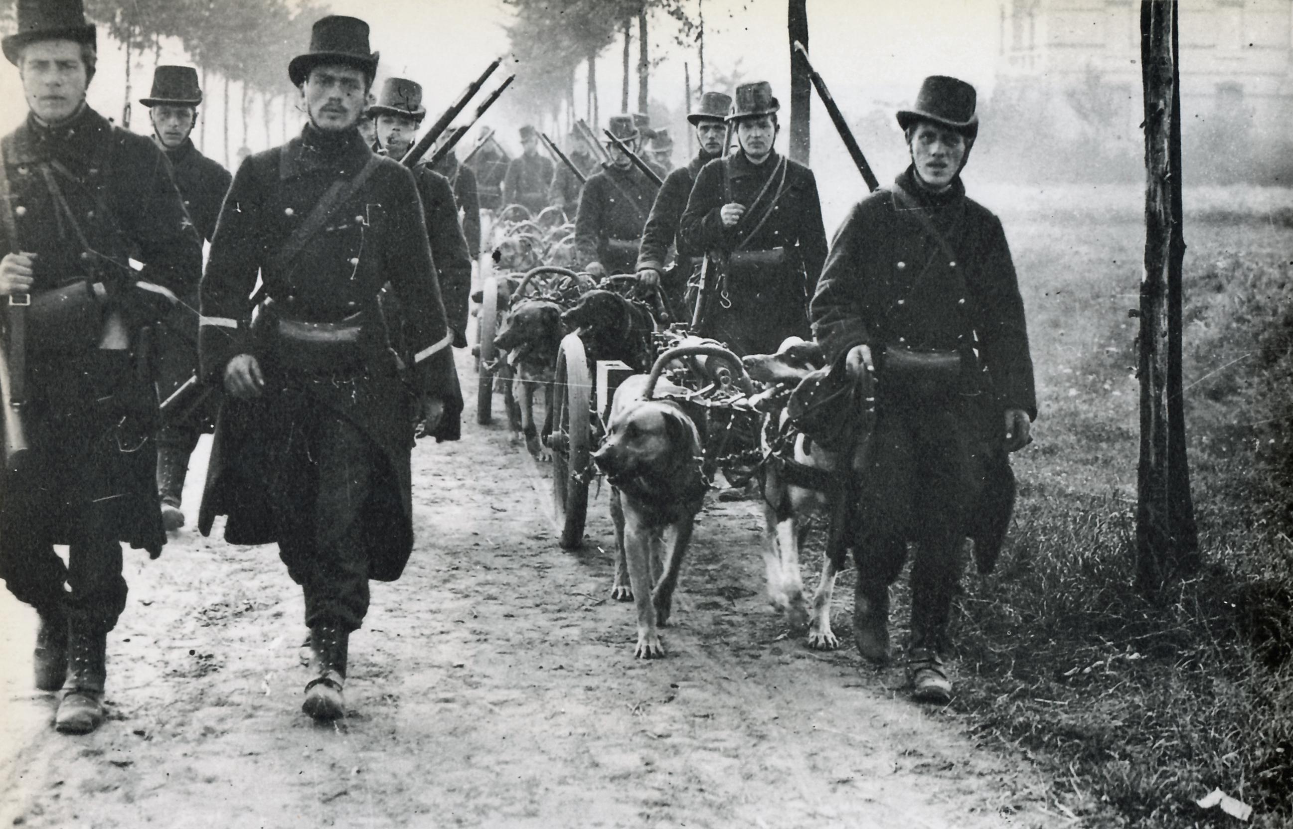 Belgian soldiers proudly going to WW1 (1914).jpg