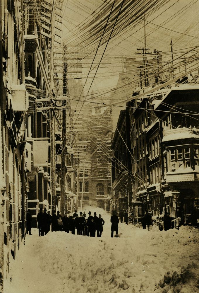 New York City after a blizzard in 1888, before the cables were put underground.jpg