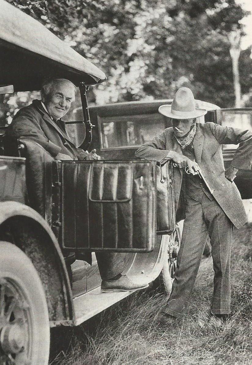 Thomas Edison and Henry Ford, posing during one of their annual trips. Michigan, 1923.jpg