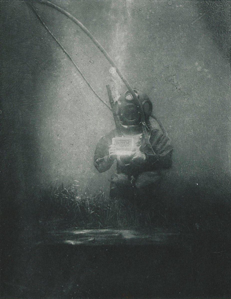 The first underwater photograph ever taken, captured by diver and photographer Louis Boutan at a depth of 164 feet, 1899.jpg