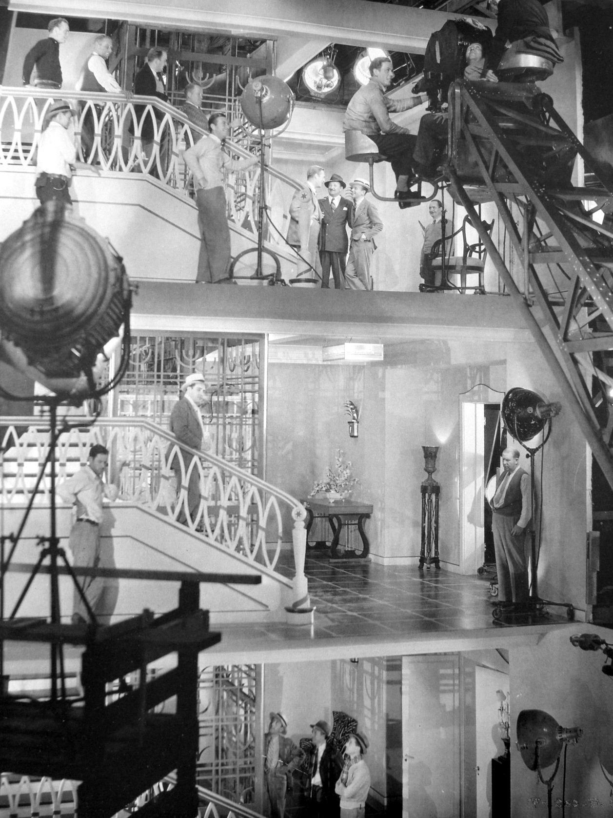 The three-tier set for the 1935 movie Roberta. Actors Randolph Scott and Fred Astaire can be seen on the top tier..jpg