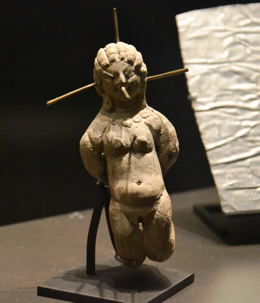 A doll dated back to Roman Egypt found at Antinoopolis alongside a tablet with a very intense love spell written on it.jpg