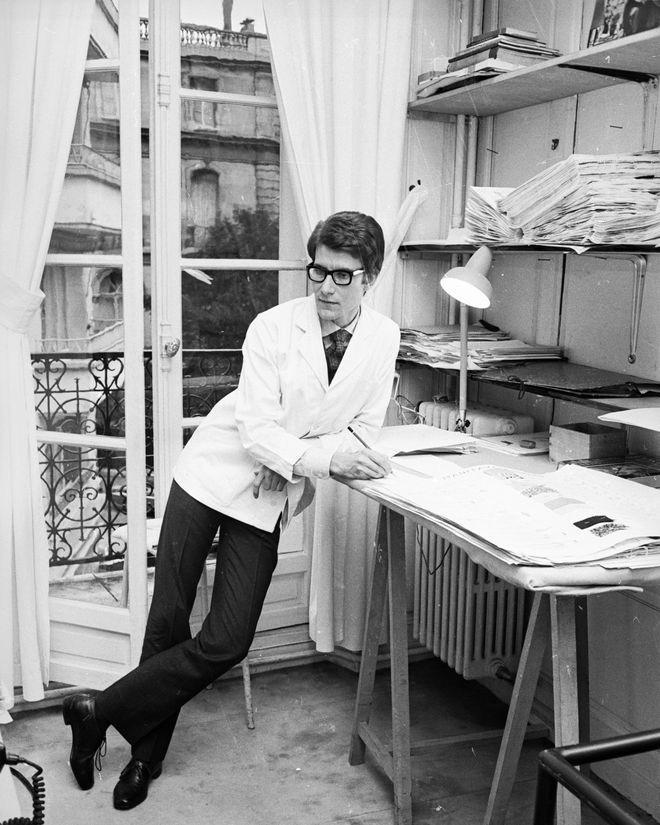 Yves Saint Laurent in his studio [1960s].jpg
