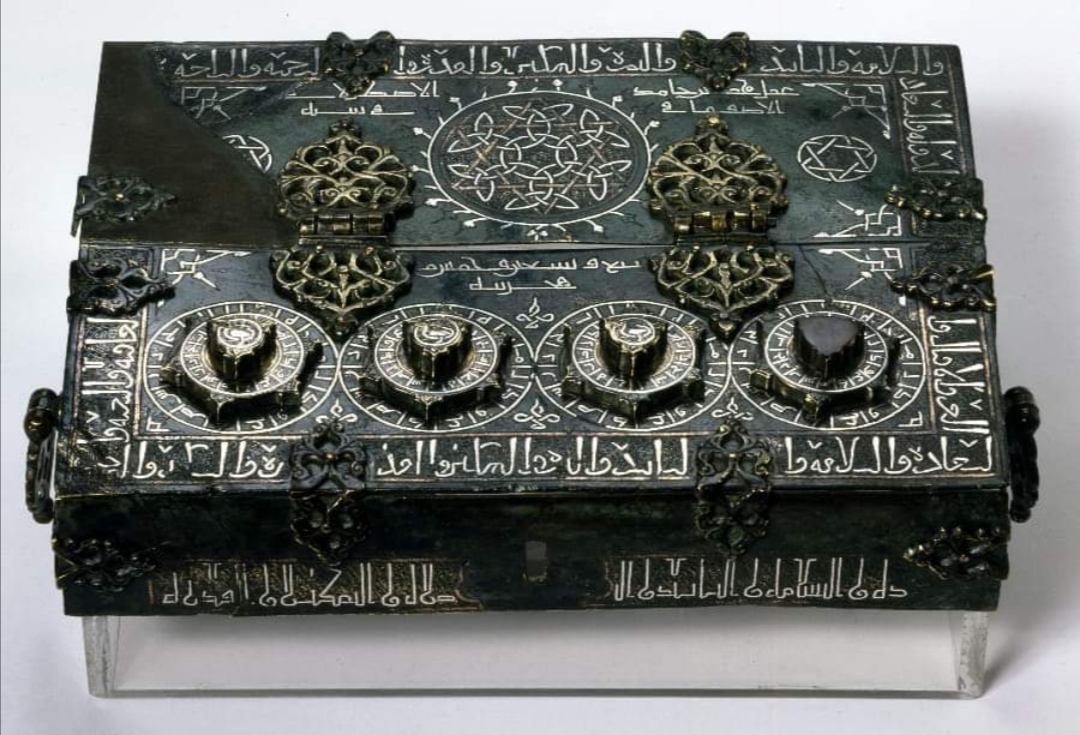 12th century, Turkic Seljuk period. The four double dials, each of which can be set in 16 positions, allows for a remarkable 4,294,967,296 combinations.jpg