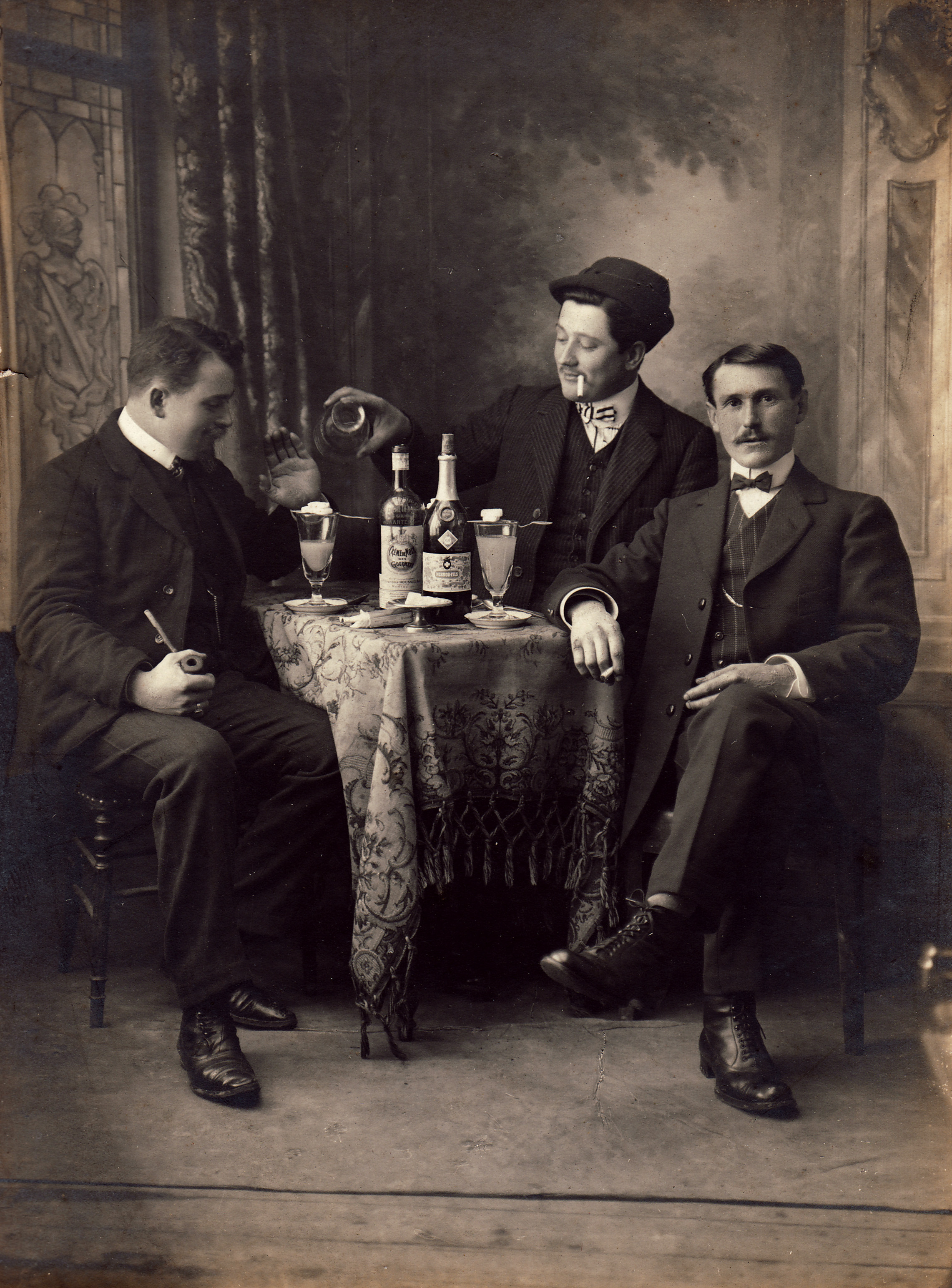 Chaps Enjoying a Few Glasses of Absinthe c . 1910.jpg
