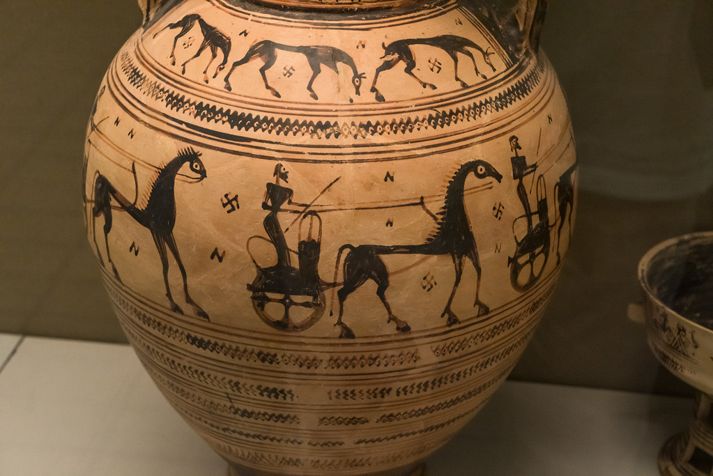 Proto-attic black figure amphora, circa 700 BC, Athenas.jpg