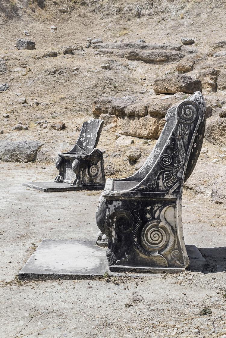 2000-year-old Marble Thrones at the Ancient Theatre of Amphiareion of Oropos, Greece.jpg