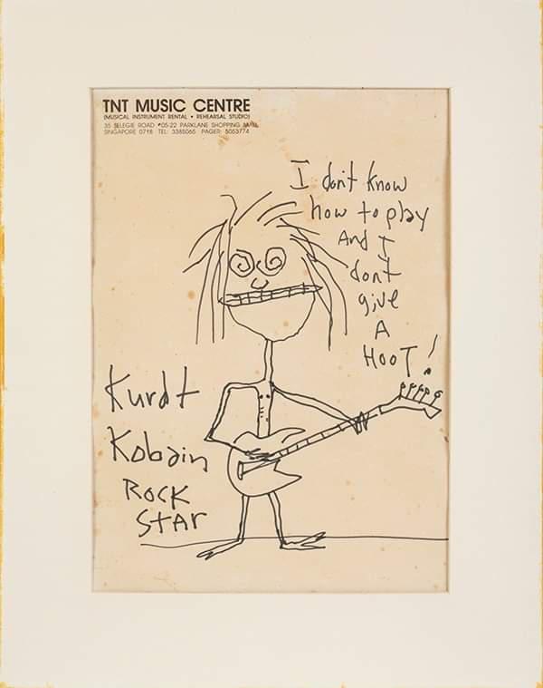 Kurt Cobain's self-portrait caricature drawing. 1992.jpg