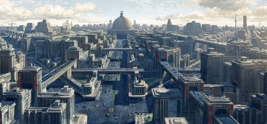 An artistic rendering of what Berlin would have become if Germany won World War II based on Adolf Hitler's ideas and Albert Speer's design plans.jpg