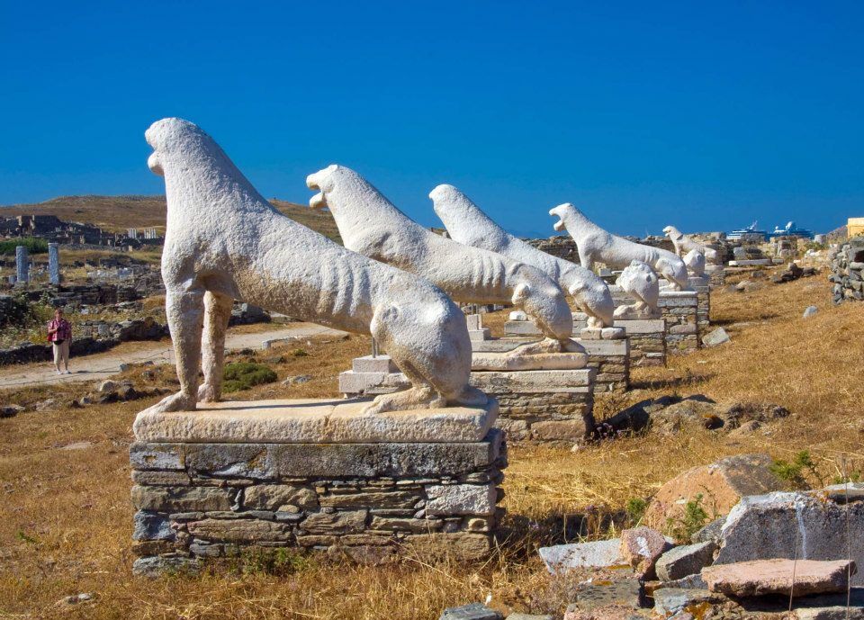 The Terrace of the Lions is a sacred avenue on the island of Delos dedicated to Apollo~ Mikonos, Greece.jpg