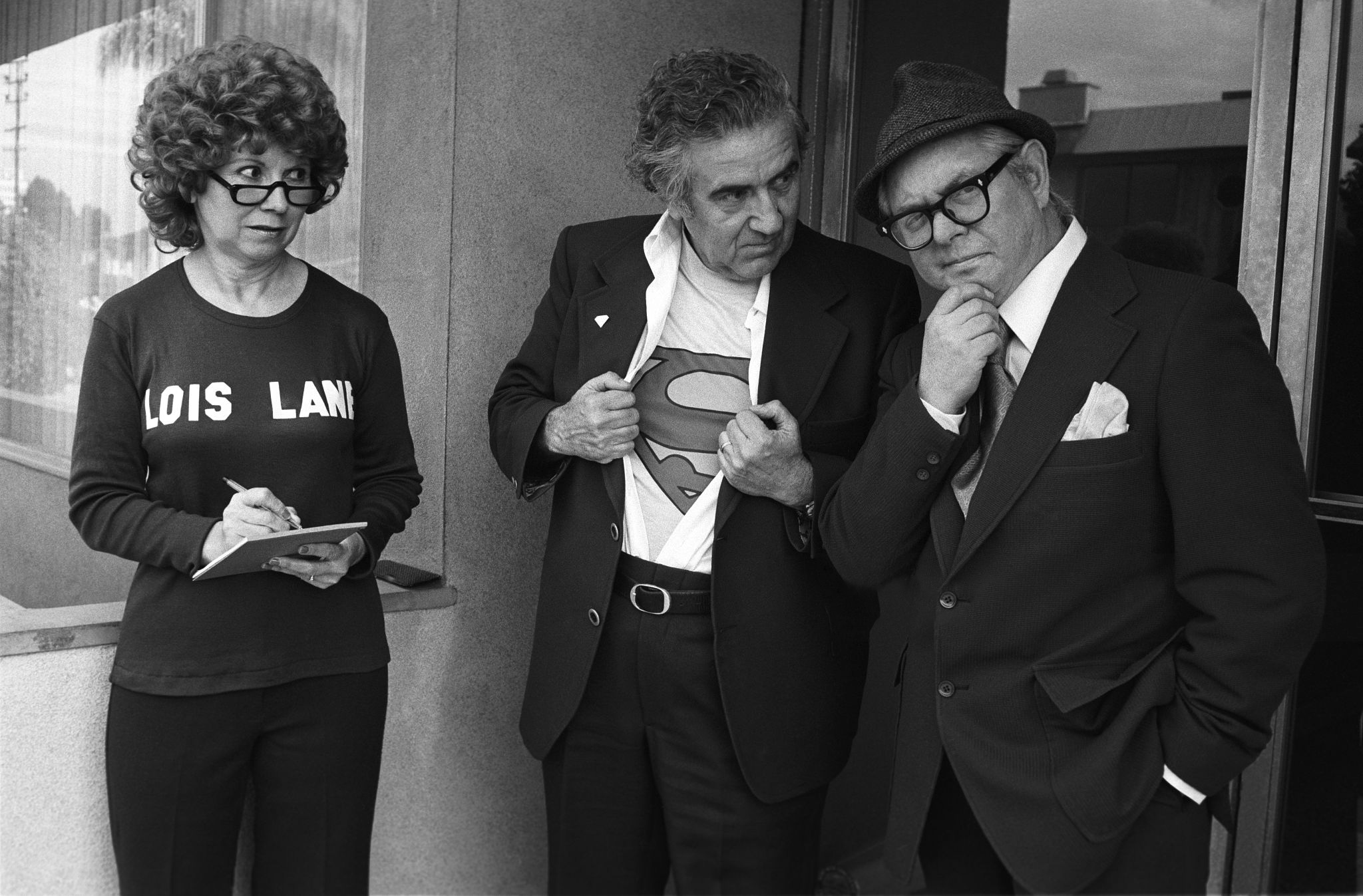 Joanne Siegel with Jerry Siegel and Joe Shuster, the creators of Superman (1979).jpg
