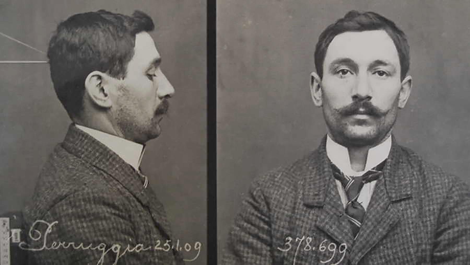 Mugshot of Vincenzo Peruggia, charged with theft of Leonardo da Vinci's 'Mona Lisa'. 1911.jpg