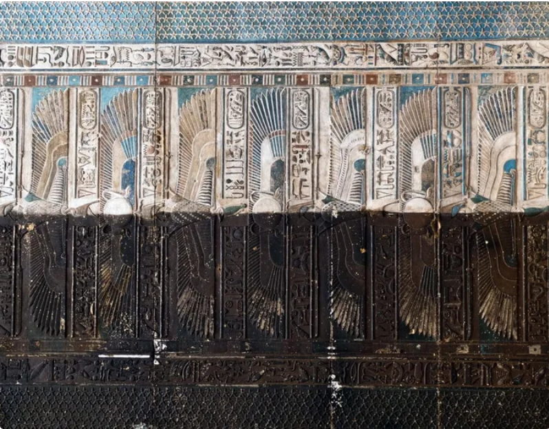 Egyptian restoration team managed to create a special gel formula to remove the soot layers from the ceilings and walls in the ancient temples and still keep the original colours.png