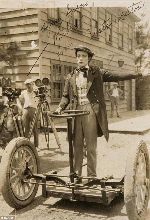 Buster Keaton riding a Segway type contraption in the 1920s.jpg