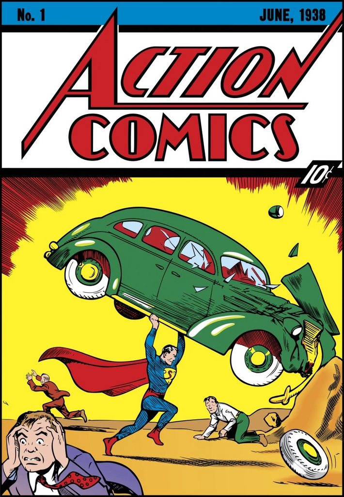 The Action comics #1 Published in 1938 is the most expensive comic book ever sold ($3.2 million) August 24,2014.jpg