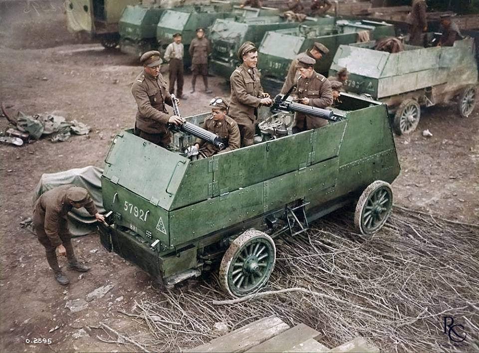 A Canadian armoured car, part of the British Empire's first fully motorized unit, April 1918.jpg