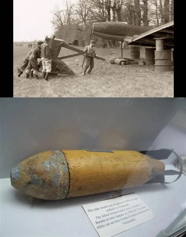 During WW2, the Germans built fake wooden airfields with wooden aircraft and vehicles in order to trick the Allies, the RAF responded by waiting for them to finish and then dropped a single fake wooden bomb on it.png