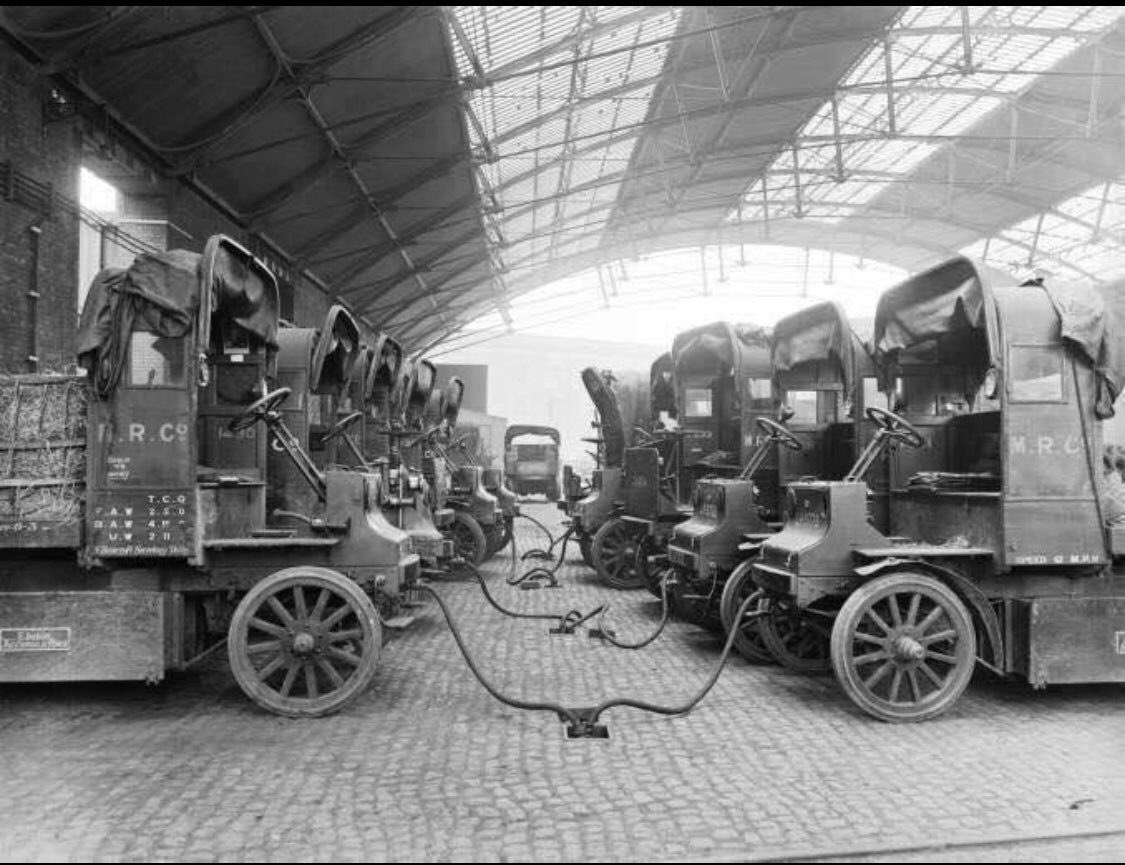 Electric cars being charged in 1907 by Detroit Electric.jpg