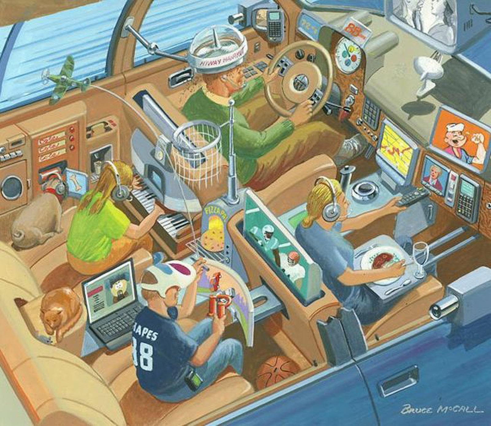 Bruce McCall ~ Futuristic Road Trip with the Family.jpg