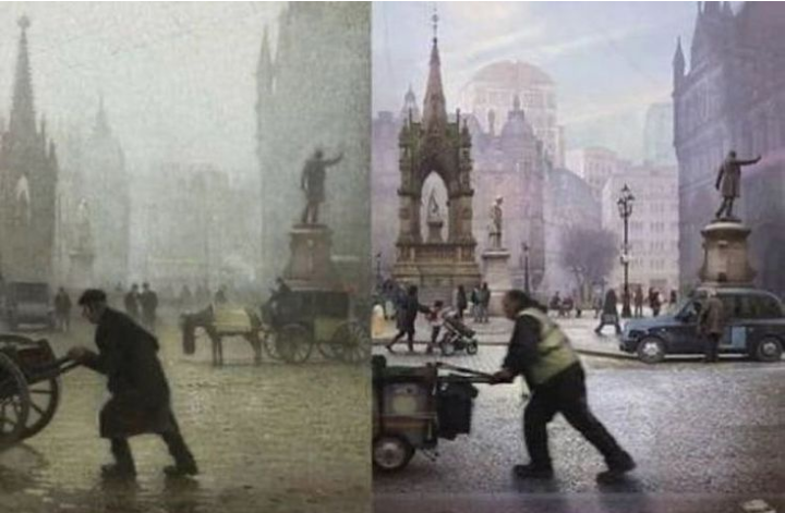 The Painting (1918) & Photograph (2018) of Albert Square Manchester.png