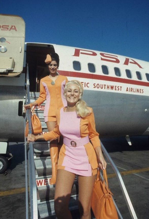 Pacific Southwest Airlines flight attendants, that were expected to retire from their work by the age of early 30s. To keep the work force fresh. circa 1960s.png