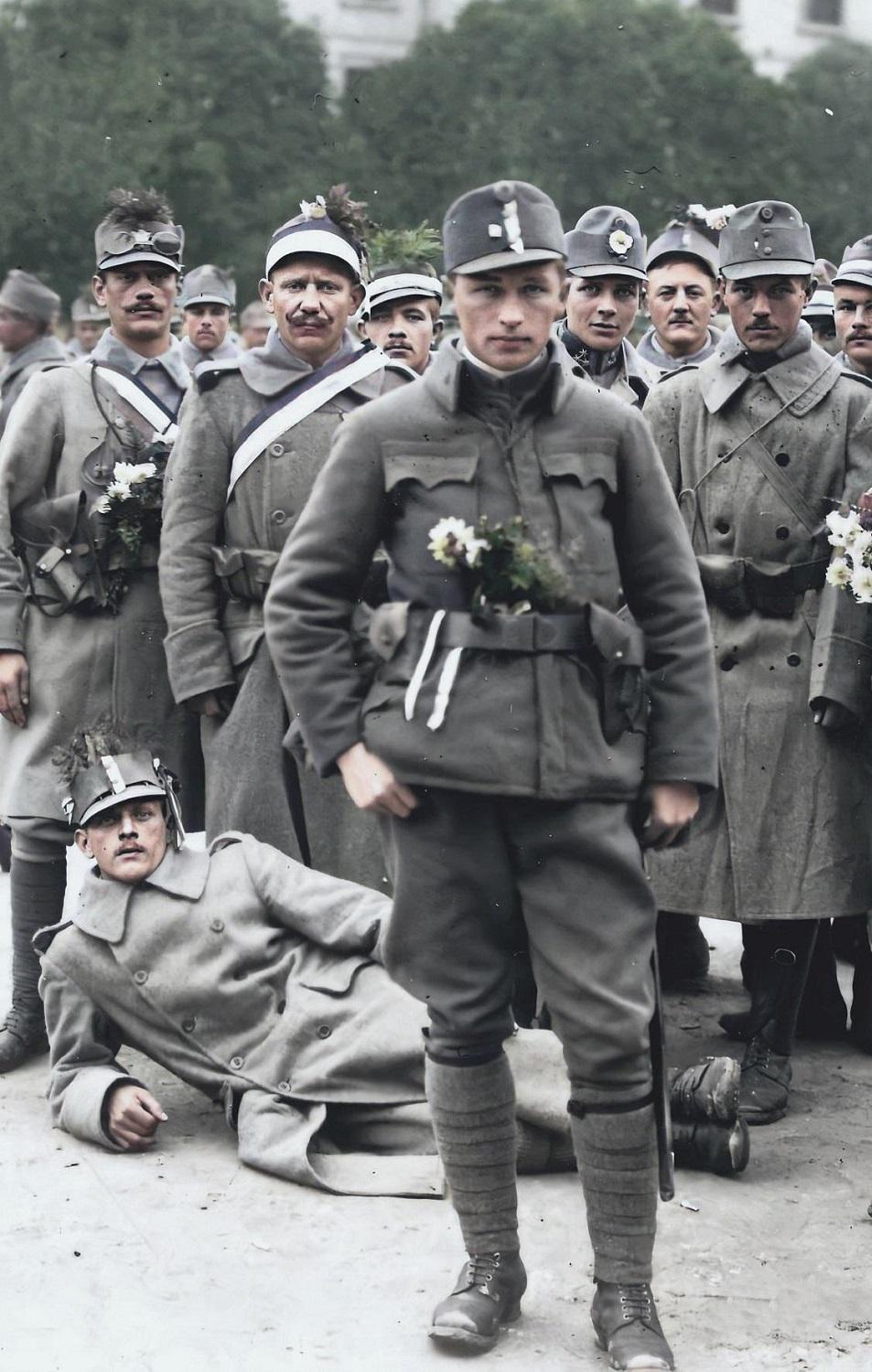 freshly mobilized soldiers in Zagreb, Croatia (then Austro-Hungarian Empire), before being sent to the fronts, August 2, 1914.jpg