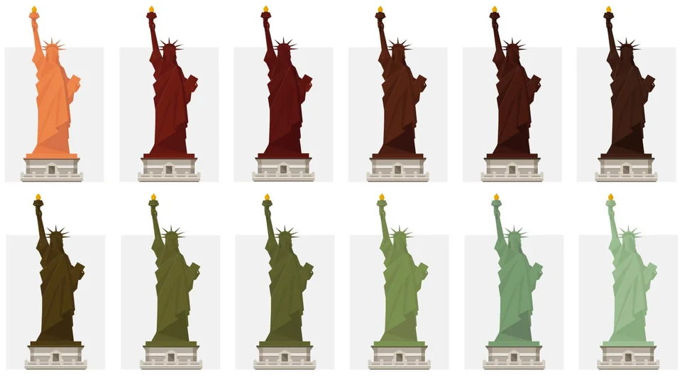 Stages of Oxidation on the statue of Liberty.png