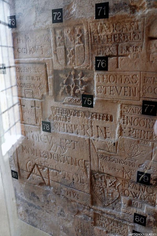 Graffiti left by prisoners in the Tower of London, ca. 12th-20th century.jpg