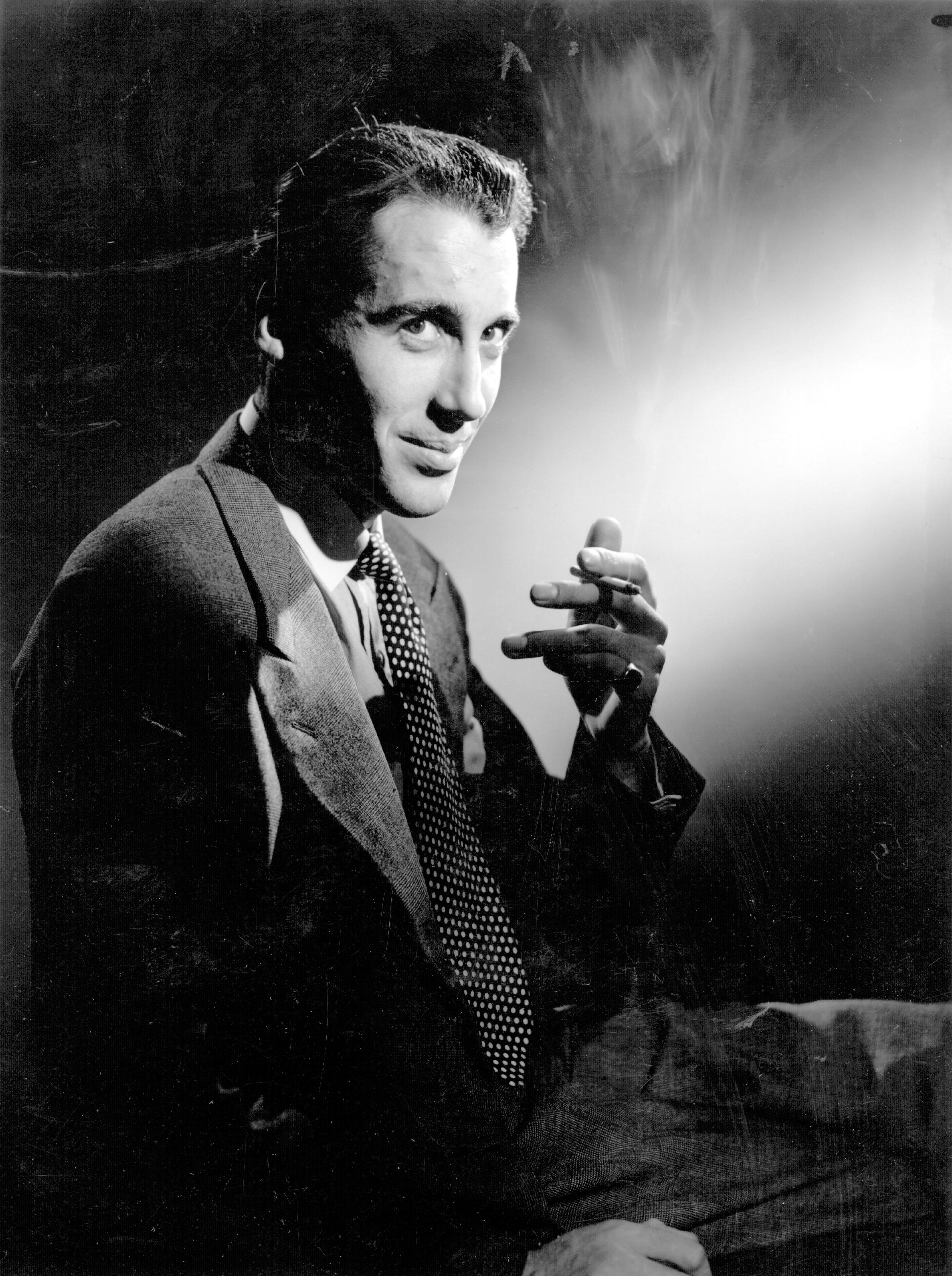Christopher Lee, the distinguished British 'horror' actor at a 1948 photoshoot.jpg