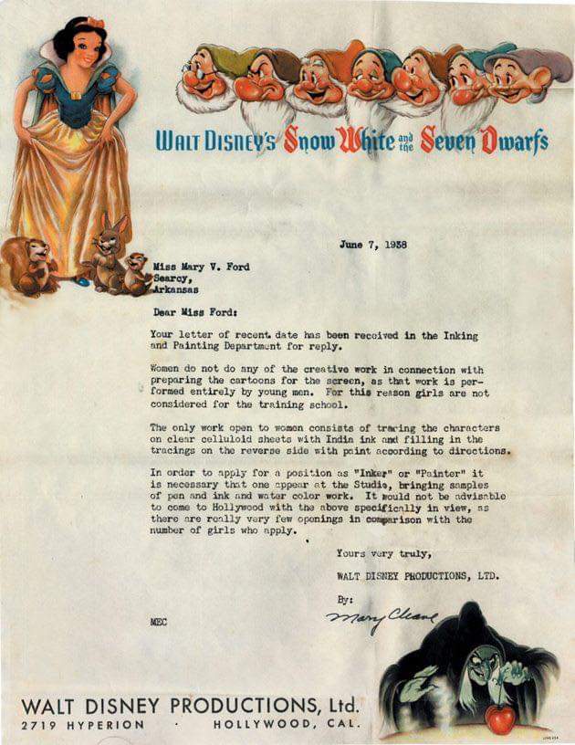 Disney rejection letter to a female artist, 1938.jpg